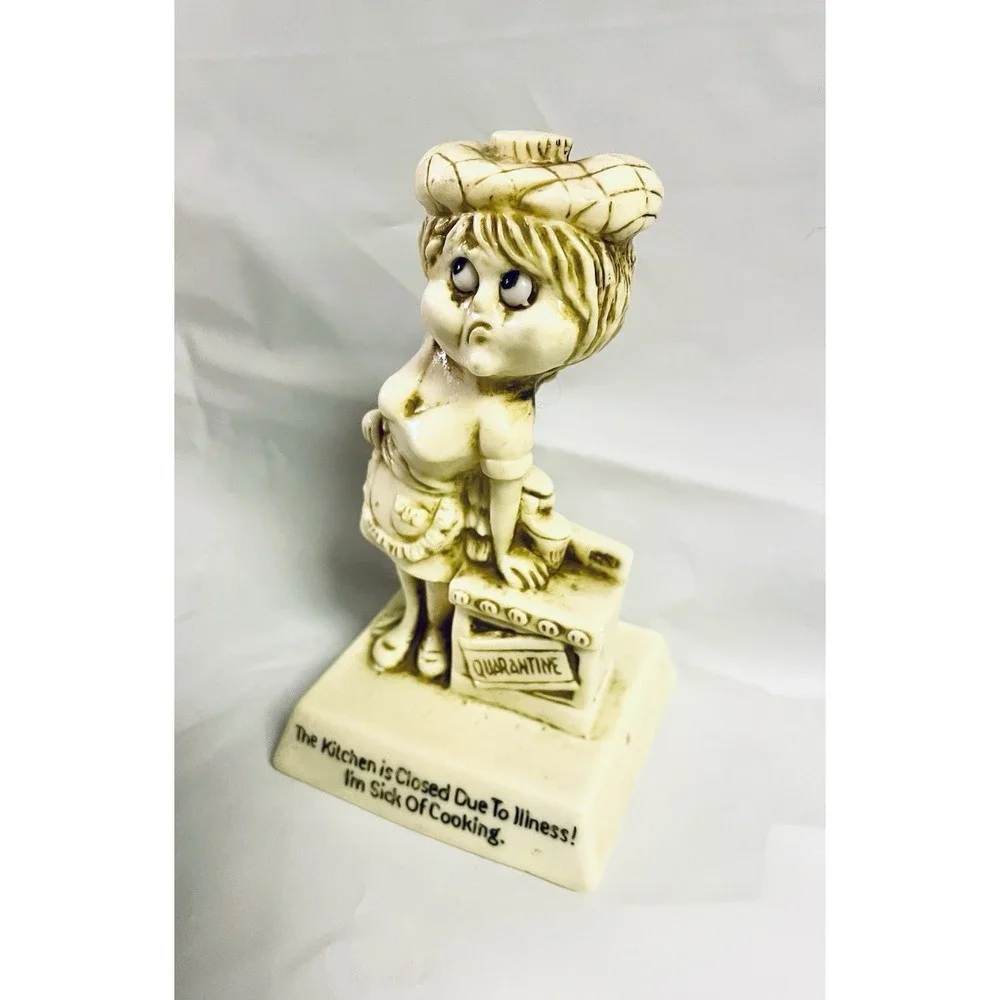Vintage 1977 Russ Figurine Woman Next To Stove.... The Kitchen Is Closed.....‎